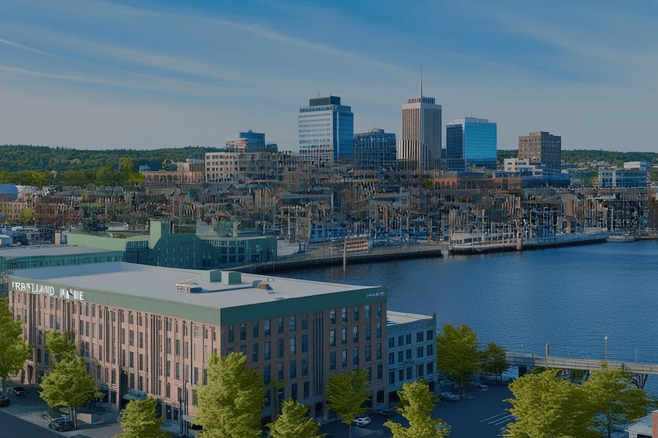 An AI-generated image of the Portland skyline
